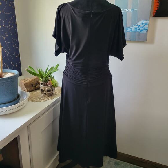 Coldwater Creek Dress Womens Size Petite MD Black Stretch Short Sleeve Zipper - Picture 4 of 8